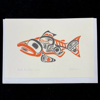 Haida Dog Salmon Bill Reid Art Card Series Skaagi Northwest Coast Native ' 74 2