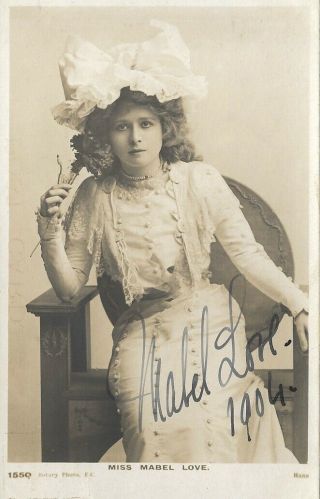 Mabel Love (west End/folies Bergère) Hand - Signed Early 1900s Pc (rotary 155q)