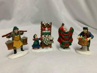Dept 56 Hv Series Christmas Village Figurines People W/quilts Apples Fish Basket