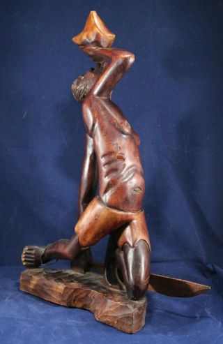 Hand - Carved Wooden Statue of Le Marron Inconnu from Haiti - 16.  5 Inches Tall 2