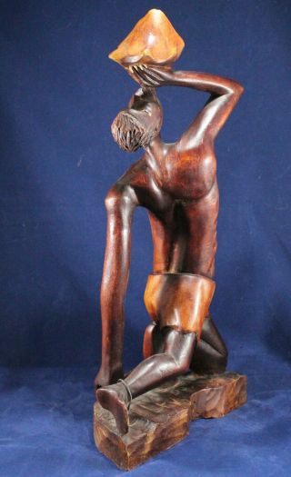 Hand - Carved Wooden Statue of Le Marron Inconnu from Haiti - 16.  5 Inches Tall 3