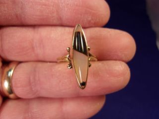 Gorgeous Antique Ladies Victorian Era 10k Rose Gold & Moss Agate? Marquise Ring