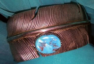 J.  Nelson Signed Vintage Sterling Silver Navajo Bracelet Cuff Turquoise Native
