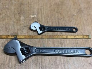 Vintage Scholler 6” & 10” Adjustable Wrenches Buffalo York