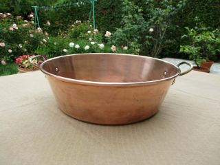 French Chef Kitchen Vintage Solid Copper Jam Pan Jelly Candy Pot Brass Handles
