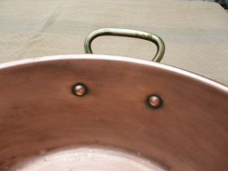 FRENCH CHEF KITCHEN VINTAGE SOLID COPPER JAM PAN JELLY CANDY POT BRASS HANDLES 3
