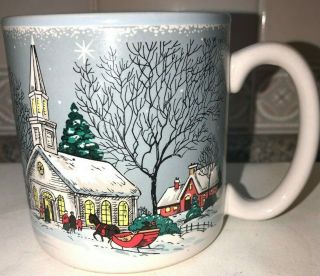 Potpourri Press Country Church Christmas Coffee Cup Mug 1992 Vintage