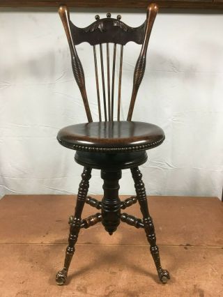 Victorian High - Back,  Claw/crystal Foot Piano Stool,  The Chas Parker Co,  Stunner