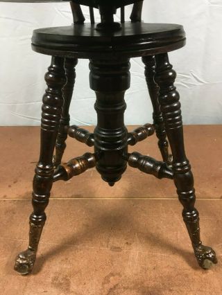 Victorian high - back,  Claw/Crystal foot Piano Stool,  THE CHAS PARKER CO,  Stunner 2