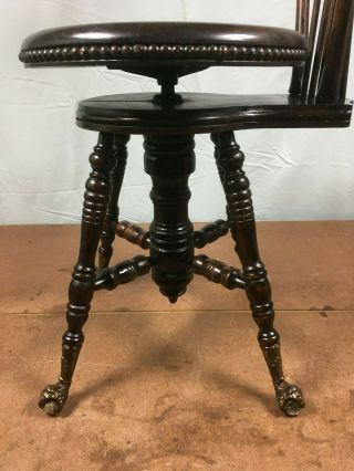 Victorian high - back,  Claw/Crystal foot Piano Stool,  THE CHAS PARKER CO,  Stunner 3