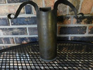 Wwi Trench Art 75mm Shell With Engraved World War Usa 1914 1918 With Soldier