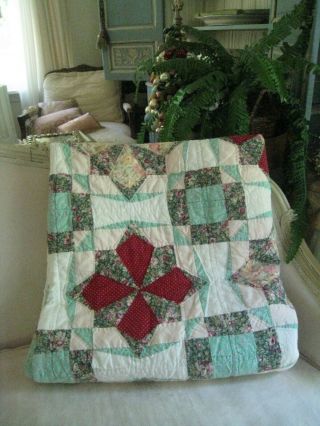 Antique Vintage Gorgeous Hand Stitched Quilt Homemade Cotton Queen Bedspread