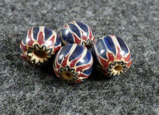 6 Layer Chevron Indian Trade Bead Blue Red 150,  Years Old Venetian Glass Rare