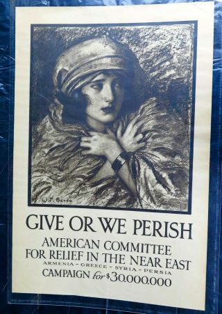 World War I Poster Committee For Relief Of Near East By W.  F.  Benda Vg
