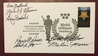 Medal Of Honor Autographed X7 Moh World War 2 Wwii Signed Fdc Cover Cmoh Proof