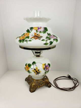 Vintage Glass Hand Painted Hurricane Parlor Lamp Gone With The Wind Gwtw Globe