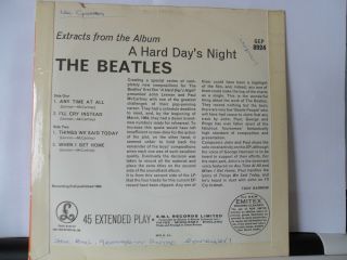 THE BEATLES.  EXTRACTS FROM A HARD DAY ' S NIGHT.  PARLOPHONE EP.  7 