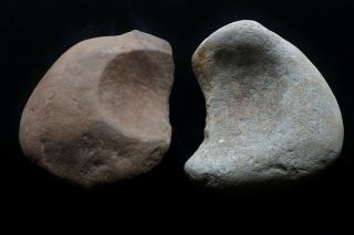 2 X Big Old Aboriginal Half Stone Bowls Two Mile Flat Nsw 22cm & 26cm
