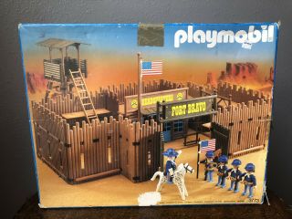 Vintage Playmobil Western Fort Bravo 3773 And Instructions