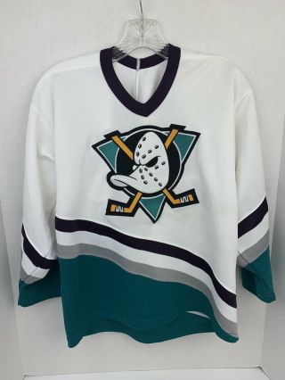 Vintage Boys Anaheim Mighty Ducks Authentic Jersey Size L/xl Ccm Nhl