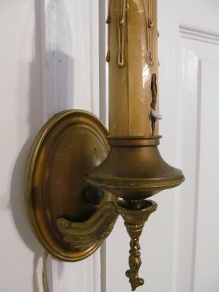 Vtg Art Nouveau Victorian Brass Wall Sconce Light Fixture