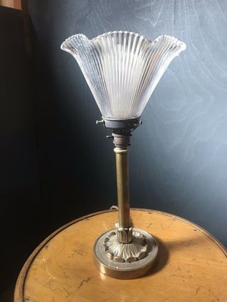 Edwardian Bronze Holophane Table Lamp
