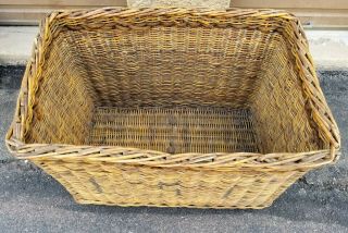 Antique Wicker Rattan L.  S.  L.  Steamer Basket Trunk Chest Laundry Storage Decor 3