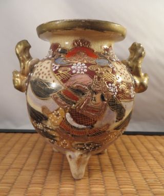 Antique Japanese Satsuma Ceramic Incense Burner Censer Samurai Armor Japan