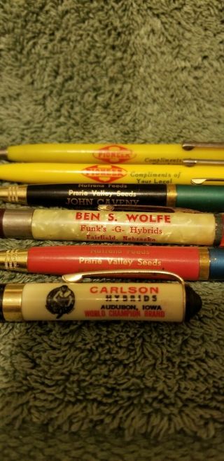 6 Vintage Seed Corn Advertising Mechanical Pencils Pioneer,  Carlson,  Funks - G 2