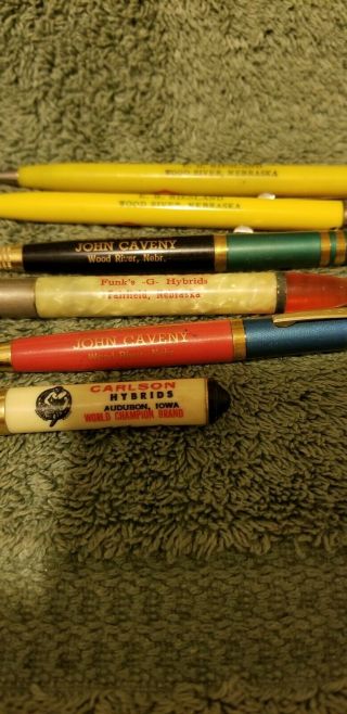6 Vintage Seed Corn Advertising Mechanical Pencils Pioneer,  Carlson,  Funks - G 3