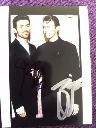 George Michael & David Bowie Hand Signed Photo Autographs