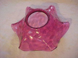 Victorian Art Glass Cranberry Thumbprint ? Crimped Lamp Shade 3 - 1/2 " Fitter