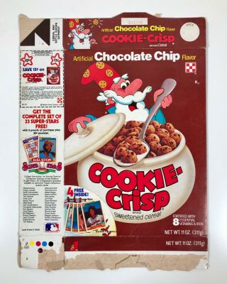 Vintage 1984 Ralston Cookie Crisp Cereal Box Topps Baseball Card Premium Offer