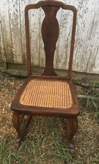 Vintage Nursing Rocker Rocking Chair Fiddle Back 33”h X 13”w X 14”h Seat Caned