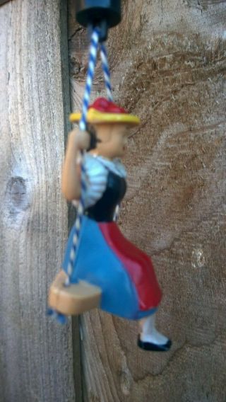 Vintage Miniature German Chalet Cuckoo Clock With Lady On Swing 3