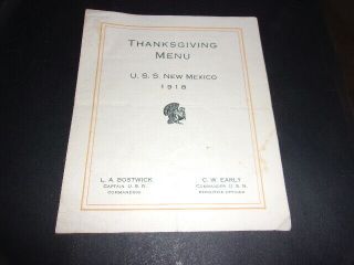 (2) 1918 Menus From The U.  S.  S.  Mexico - Thanksgiving & Christmas