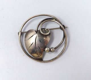 Vintage Joseph Skinger Sterling Silver Modernist Leaf Brooch,  5.  9g