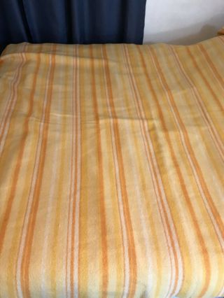 Vintage Laconia Yellow And Orange Striped Wool Blanket 69”x87” Dry Cleaned 2