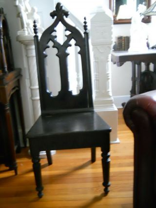 Victorian Gothic Revival Walnut Chair / With Lift Top Seat