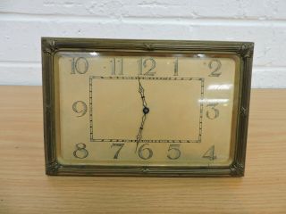 Vintage Art Deco Wind - Up Brass Surround Mantelpiece Ticking Clock Tc1 - 9 - 19