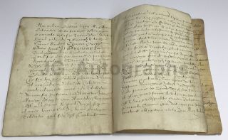 18 Page French Manuscript On Vellum 1606 - 10 X 12.  5 " - Untranslated