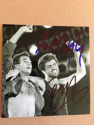Wham George Michael & Andrew Ridgeley Hand Signed Photo Autographs