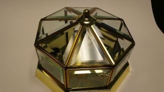 Vintage Octagon Brass & Glass Ceiling Light - 1994