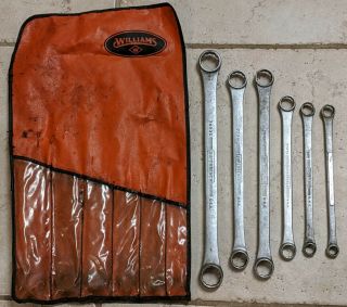 Vintage J.  H.  Williams Co.  Set Of 6 Combination Box Open End Wrenches & Pouch Usa