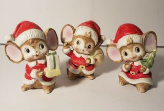 Vintage Christmas Mouse Figurines,  Homco