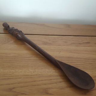 Vintage African Spoon,  Antique Wooden Serving Spoon,  Hand Carved,  Figural Spoon