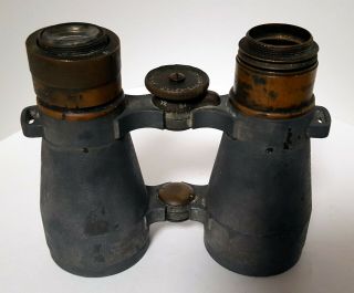 Vintage German Wwi Fernglas 08 Military Field Binoculars