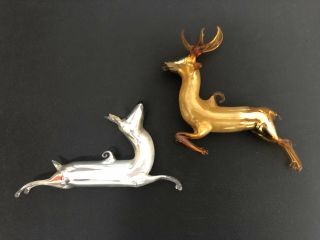 Vintage German Mercury Blown Glass Reindeer Deer Ornaments