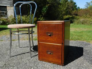 Antique Office C1920s Old Patina Oak 2 Drawer File Cabinet 21 " T End Table Size