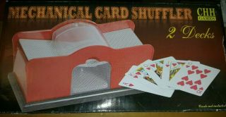 Chh Las Vegas 2 Deck Hand Crank Card Shuffler Red & Black Mechanical